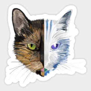 Tortoiseshell Cat Digital Art (Invert Right) Sticker